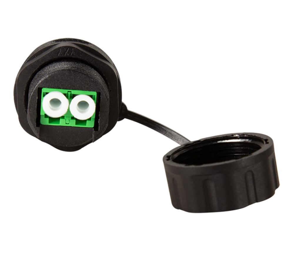 Connettore Fibra Ottica LC Duplex Impermeabile IP68 con Pressacavo e Cappuccio Antipolvere - Logilink IWP-MD FOLC-IPGL