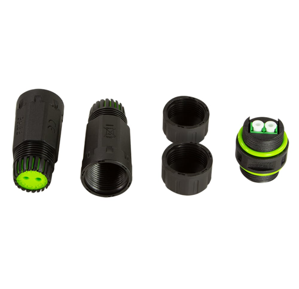 Connettore Fibra Ottica LC/APC Duplex Impermeabile IP68 con Due Pressacavi - Techly Professional IWP-MD FOLC-IPGL2T
