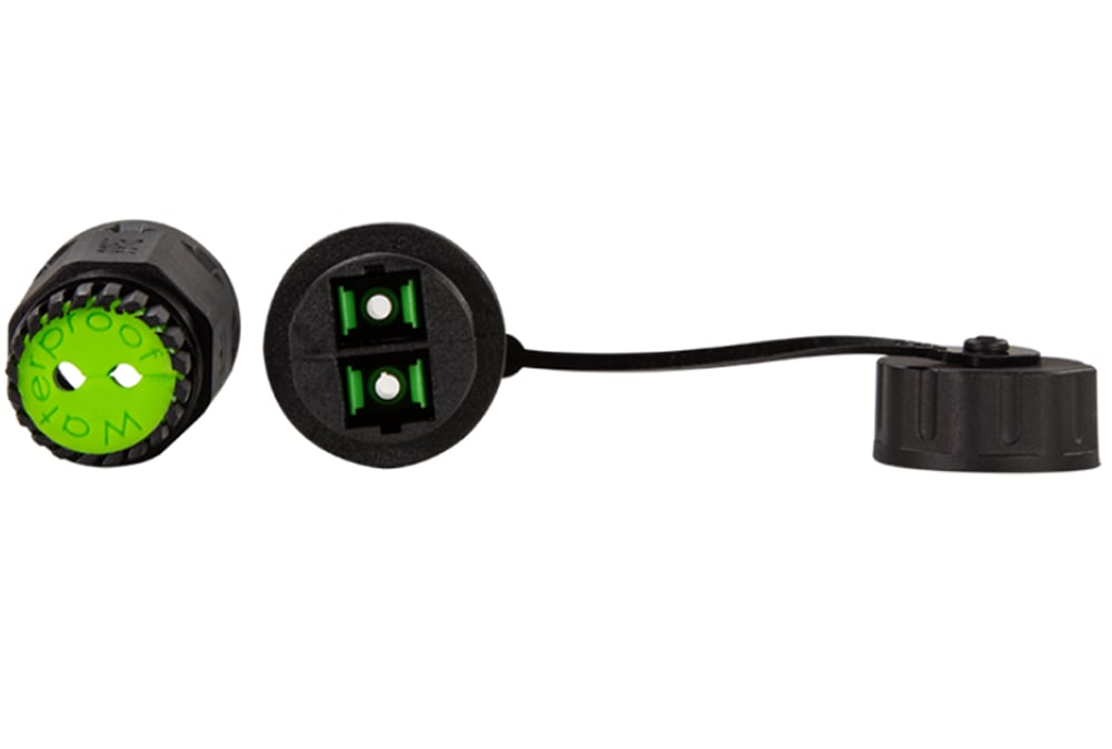 Connettore Fibra Ottica SC Duplex Impermeabile IP68 con Pressacavo e Cappuccio Antipolvere - Logilink IWP-MD FOSCD-IPGL