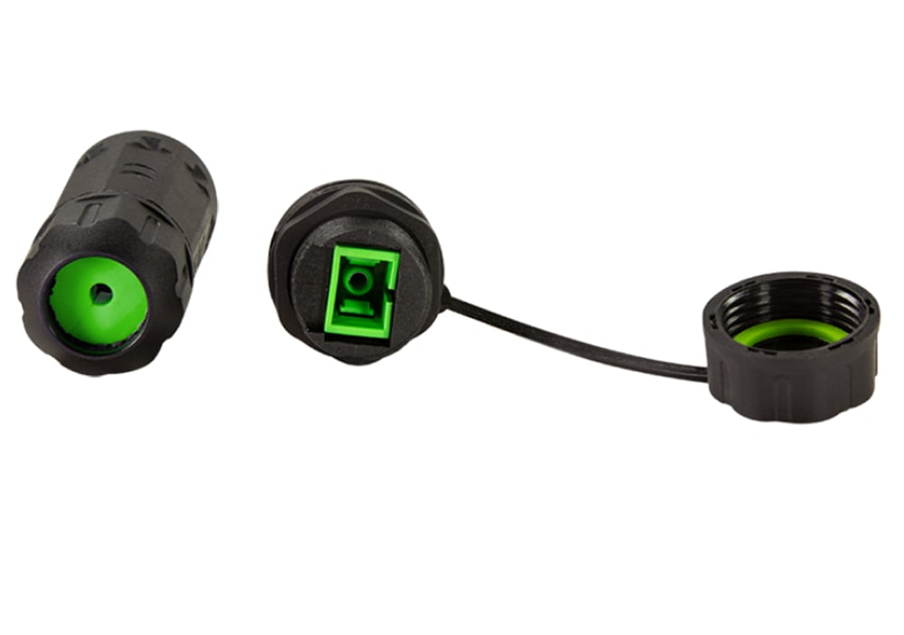 Connettore Fibra Ottica SC Simplex Impermeabile IP68 con Pressacavo e Cappuccio Antipolvere - Logilink IWP-MD FOSCS-IPGL