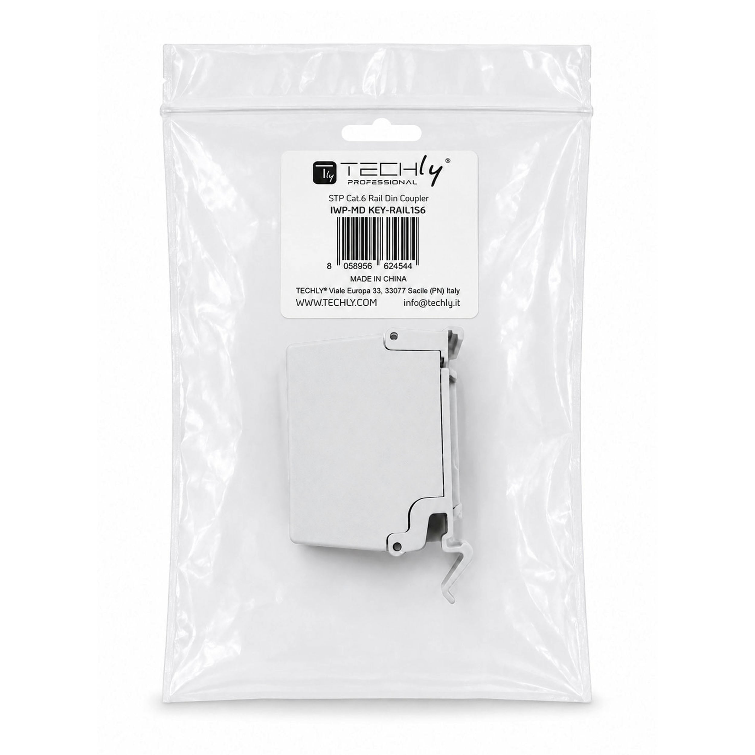 Adattatore per Guida DIN Cat6 RJ45 F/F STP - Techly Professional IWP-MD KEY-RAIL1S6