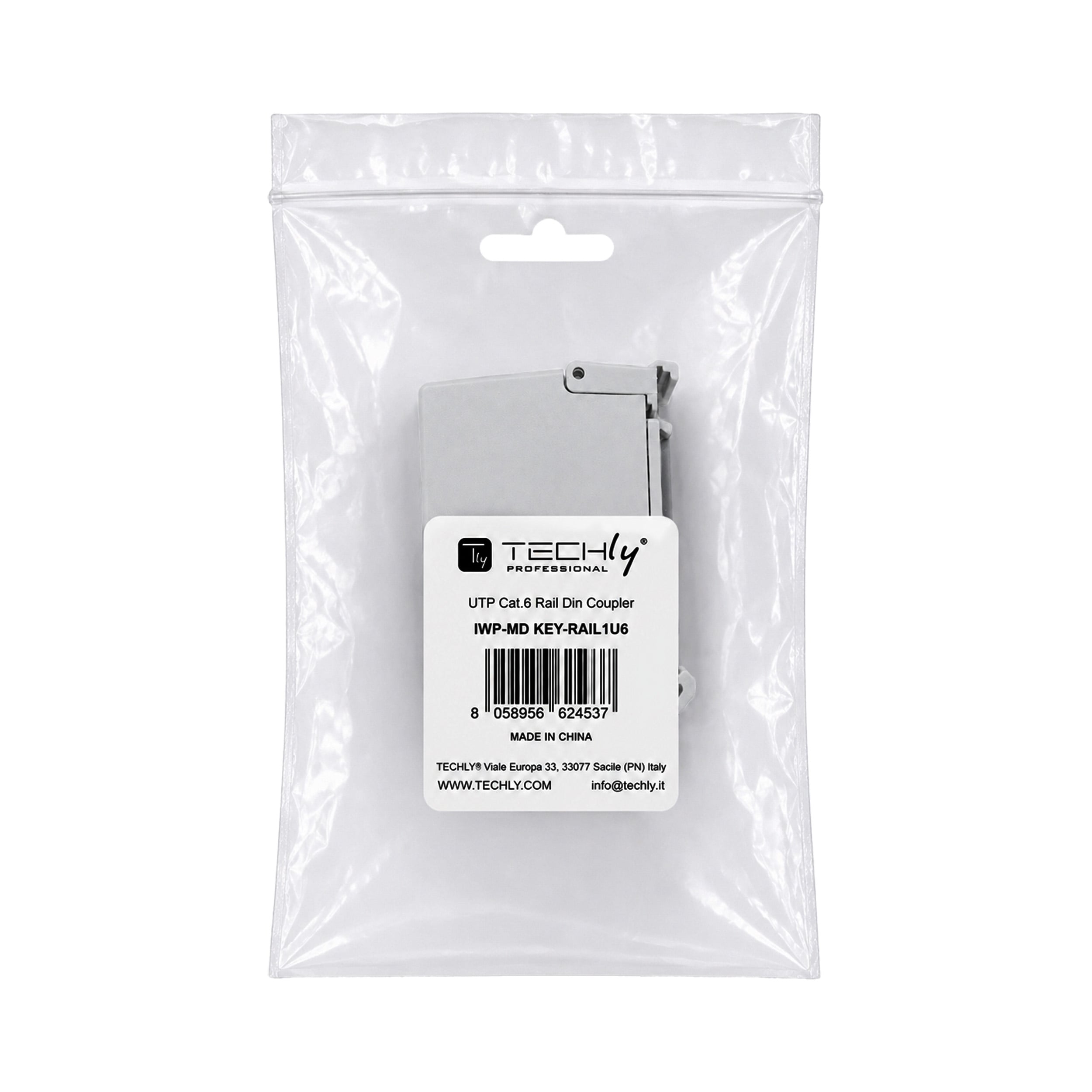 Adattatore per Guida DIN Cat6 RJ45 F/F UTP - Techly Professional IWP-MD KEY-RAIL1U6