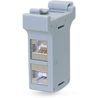 Adapter for DIN Guide with 2 Couplers Cat 6 A RJ 45 F/F Shielded - Logilink IWP-MD KEY-RAIL 2 AC