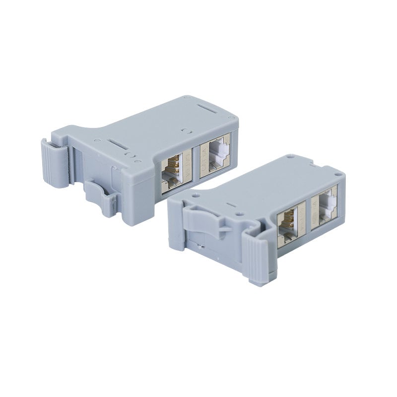 Adattatore per Guida DIN con 2 Accoppiatori Cat6A RJ45 F/F, Schermato - Logilink IWP-MD KEY-RAIL2AC