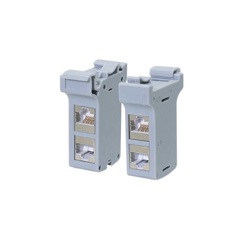Adattatore per Guida DIN con 2 Accoppiatori Cat6A RJ45 F/F, Schermato - Logilink IWP-MD KEY-RAIL2AC