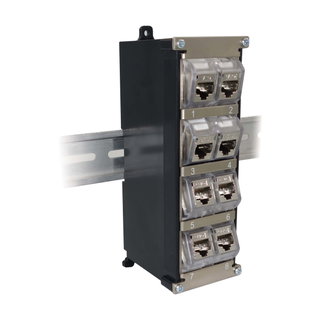 Pannello Patch Keystone 8 porte per Guida DIN e Montaggio a Parete con Messa a Terra - IWP-MD KEY-RAIL8