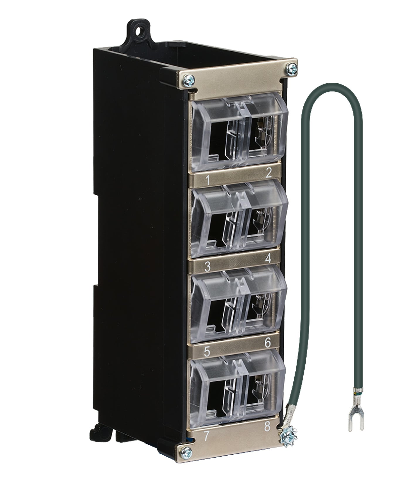 Pannello Patch Keystone 8 porte per Guida DIN e Montaggio a Parete con Messa a Terra - IWP-MD KEY-RAIL8