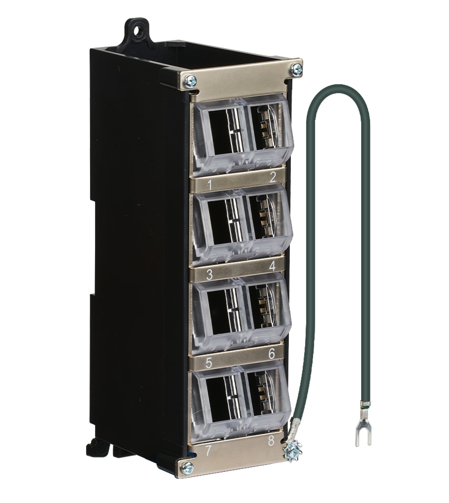 Pannello Patch Keystone 8 porte per Guida DIN e Montaggio a Parete con Messa a Terra - IWP-MD KEY-RAIL8