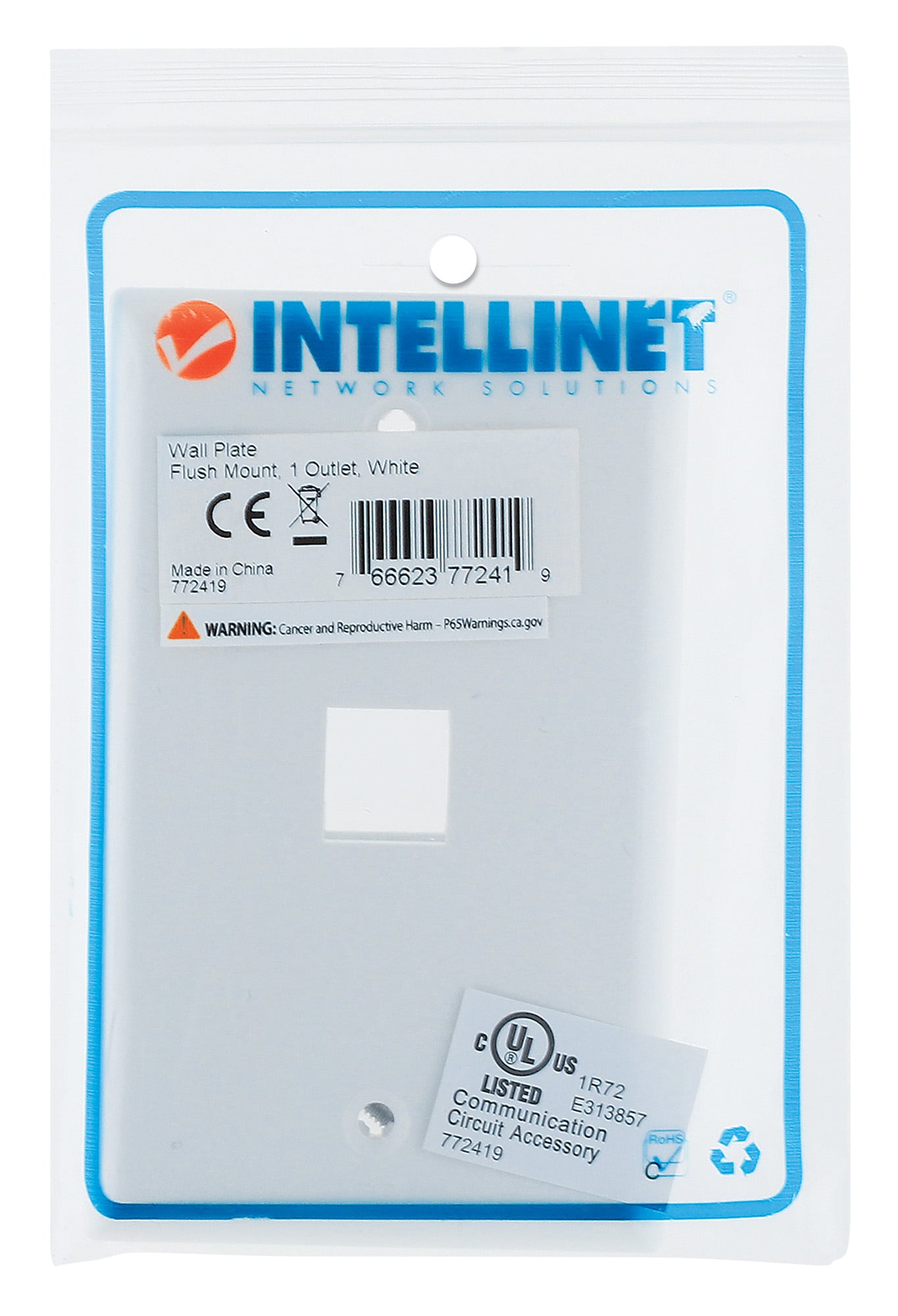 Placca Porta Frutti 1 Posto Mod.503 Bianco - Intellinet IWP-MD PSTR-1W