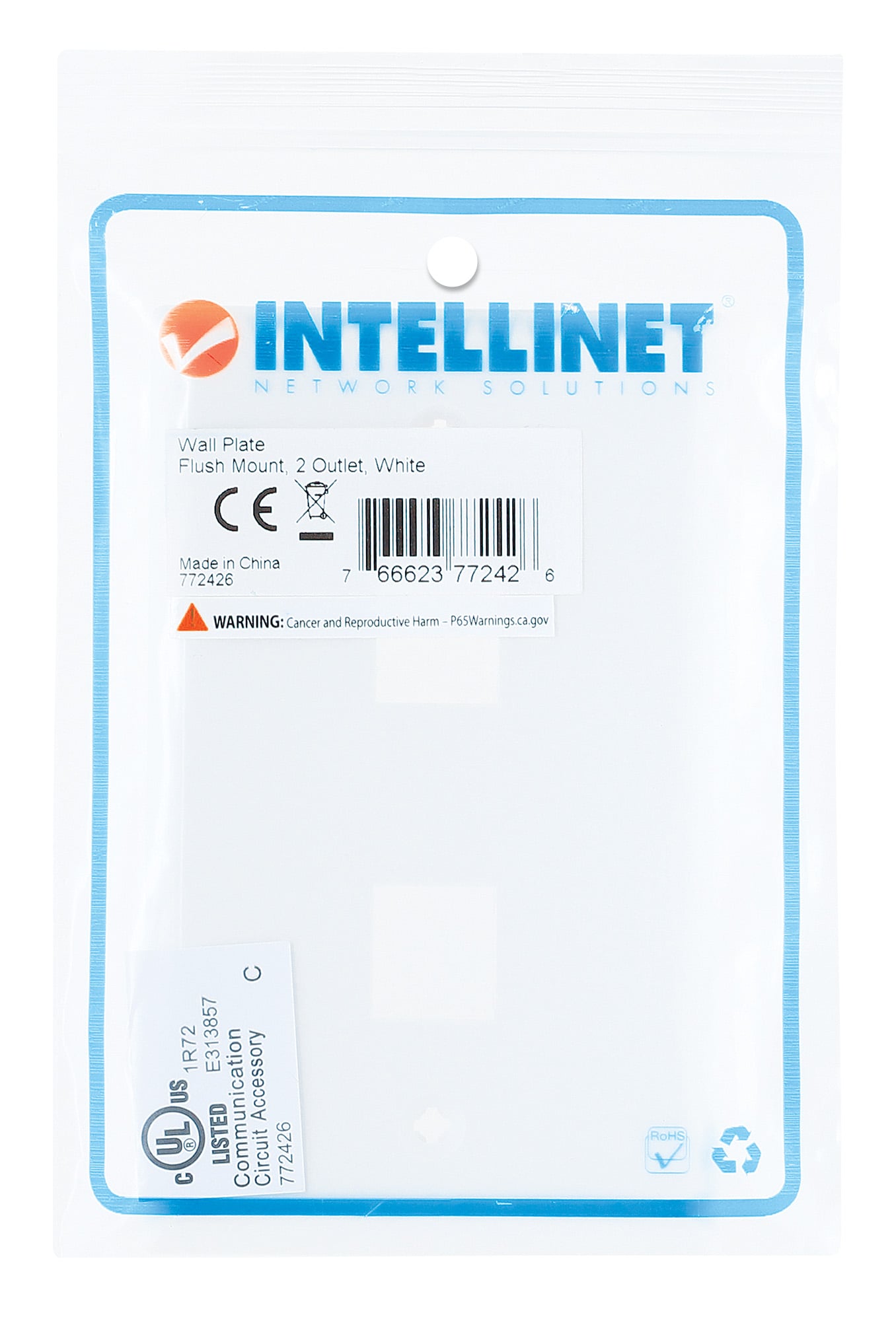 Placca Porta Frutti 2 Posti Mod.503 Bianco - Intellinet IWP-MD PSTR-2W
