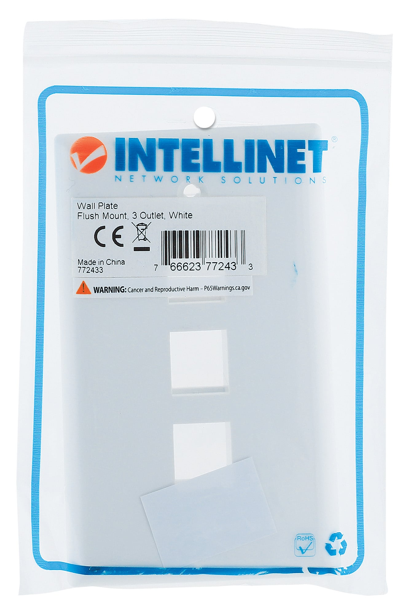 Placca Porta Frutti 3 Posti Mod.503 Bianco - Intellinet IWP-MD PSTR-3W