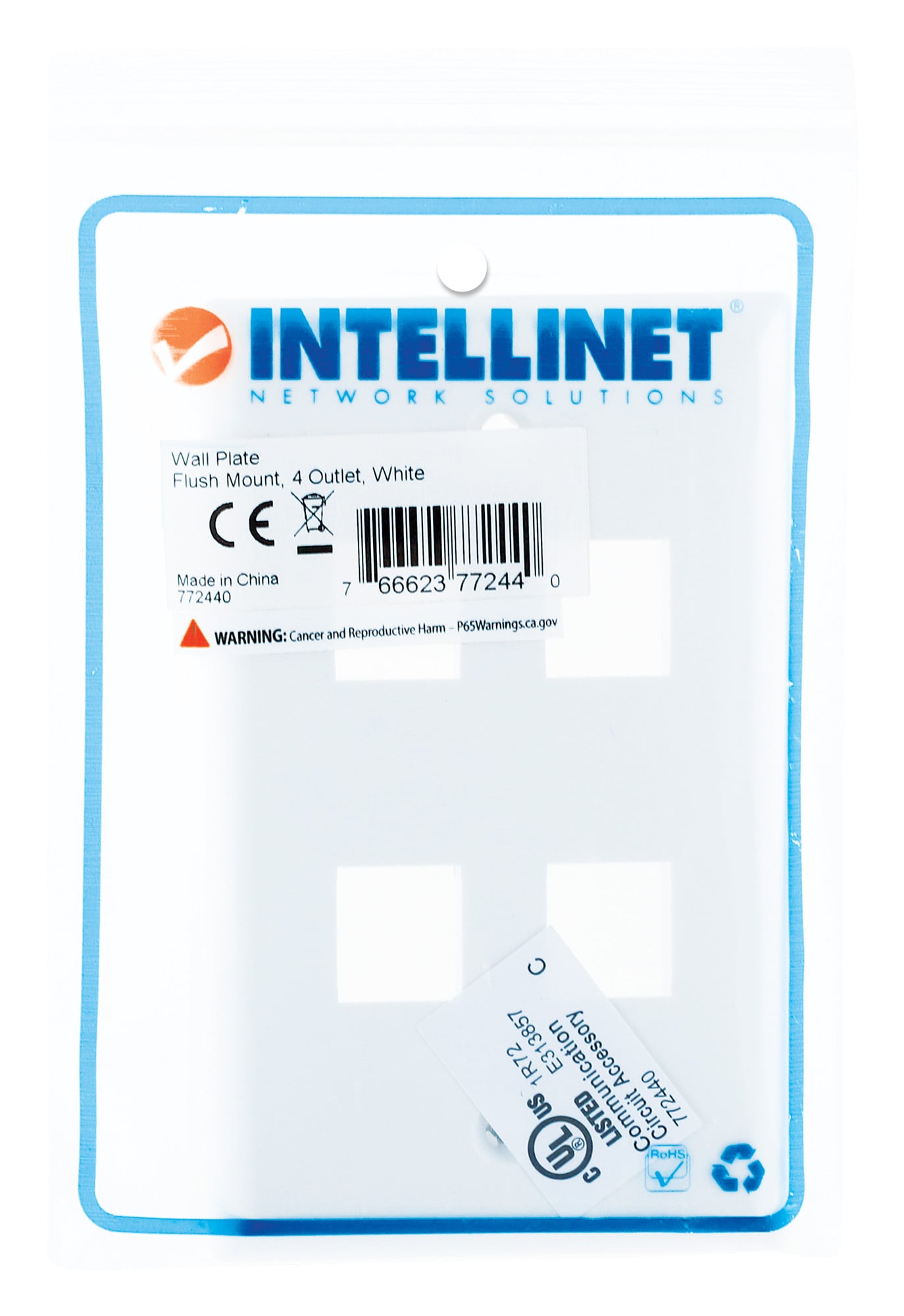 Placca Porta Frutti 4 Posti Mod.503 Bianco - Intellinet IWP-MD PSTR-4W