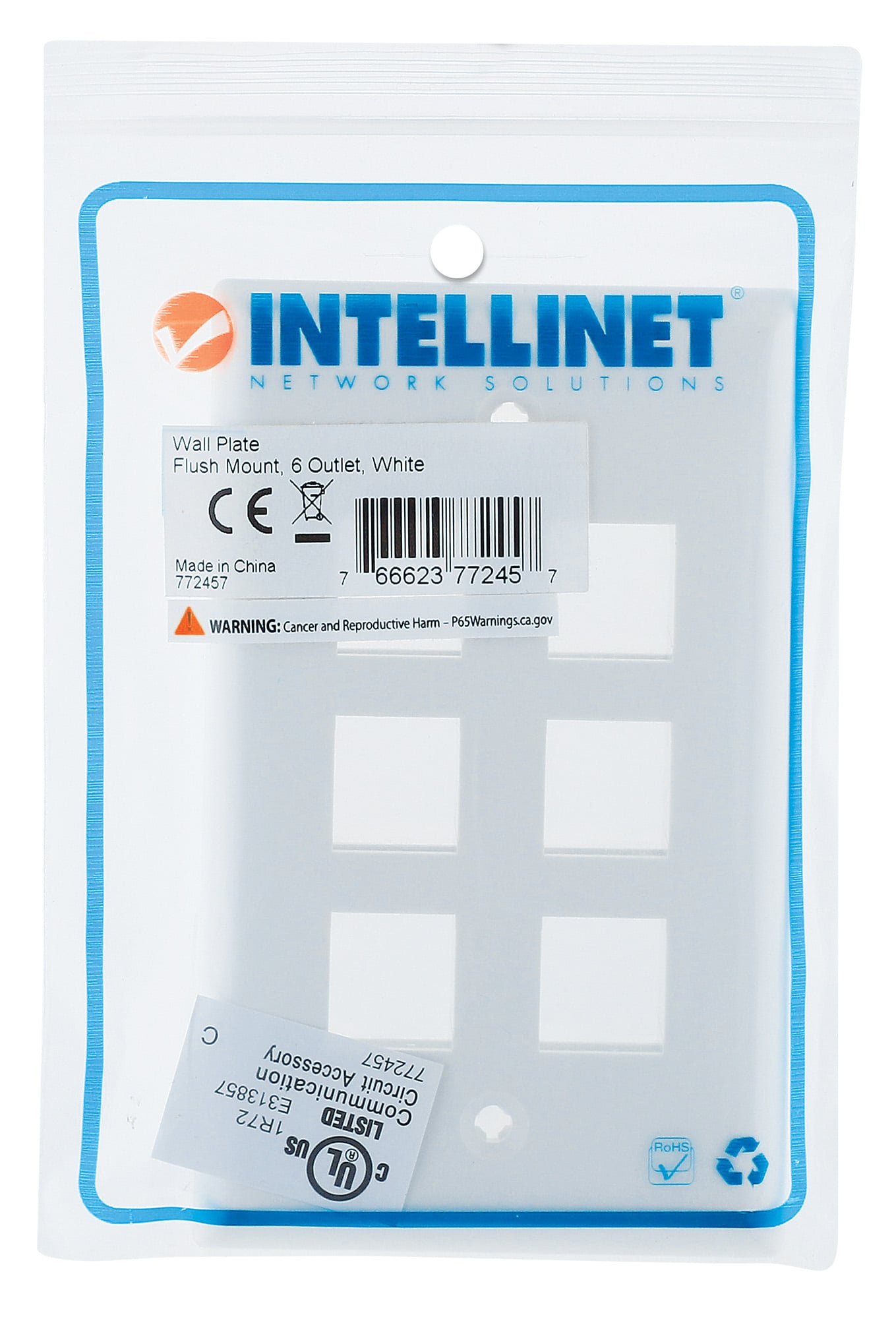 Placca Porta Frutti 6 Posti Mod.503 Bianco - Intellinet IWP-MD PSTR-6W