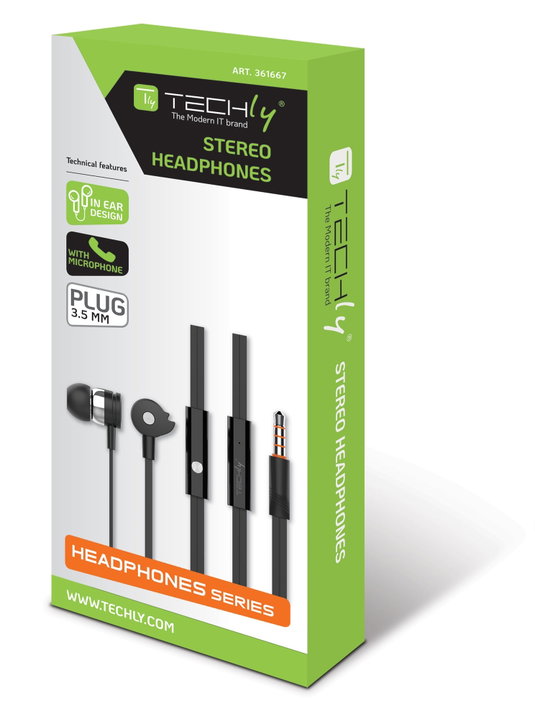 In-ear stereo headphones with black microphone - Techly SB-HP A 1 BKTY