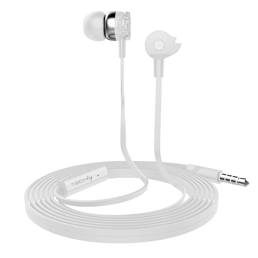 In-ear stereo headphones with white microphone - Techly SB-HP A 1 WHTY